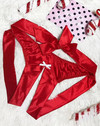 BOWKNOT Satinb Crotchless Panties