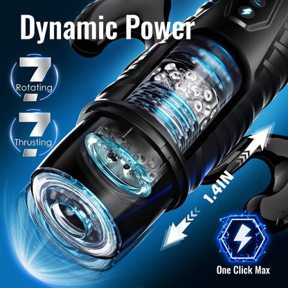 SUPTRUCK™ Magnus Male Masturbator with Handle, Phone Holder 🔥 Toy 7 Thrusting & Rotating Modes, Suction Base Stroker, Hands-Free LCD Display