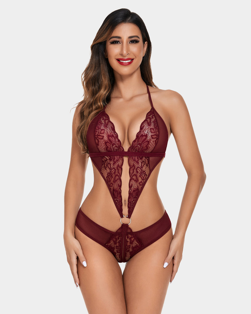 Deep V Lace One Piece Teddy