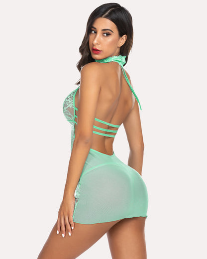 Lace Chemise Halter Dress