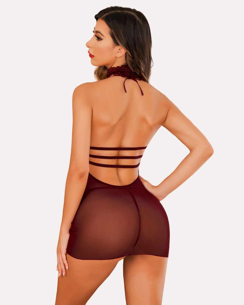 Lace Chemise Halter Dress