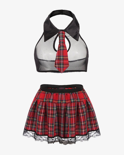 School Girl Role Play Skirt Lingerie Set