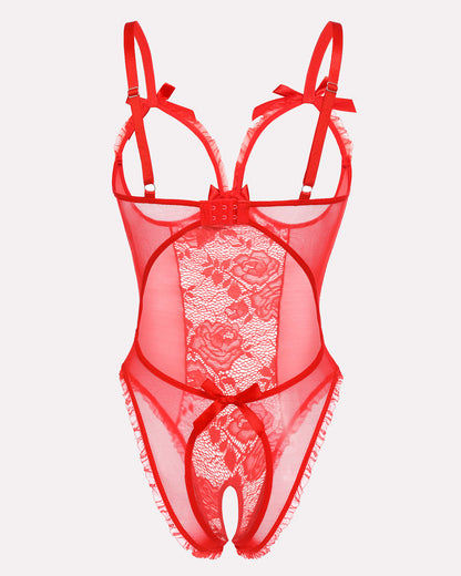 Crotchless Lace Mini Bodysuit