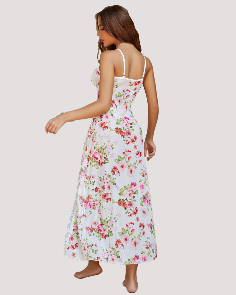 Lace Mesh Side Split Nightgowns