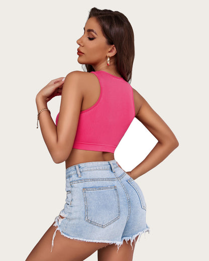 Fishnet Top Cut Out Crop Tank Top