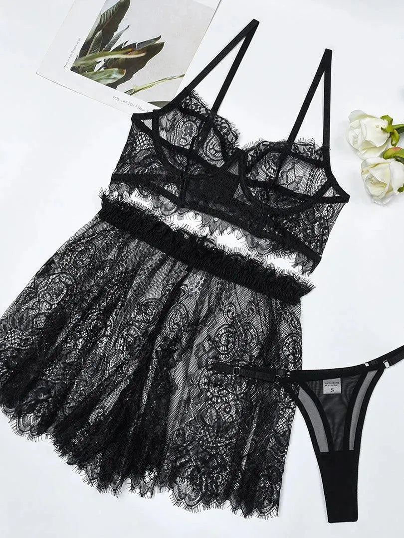FOMIA Floral Sheer Lingeries Set