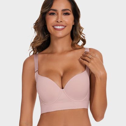 Full-Coverage Back Smoothing Bra-Brown+Beige (2 PACK）