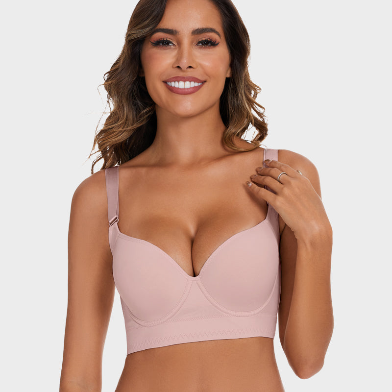 Push-Up Back Smoothing Bra-Brown+Beige (2 PACK）