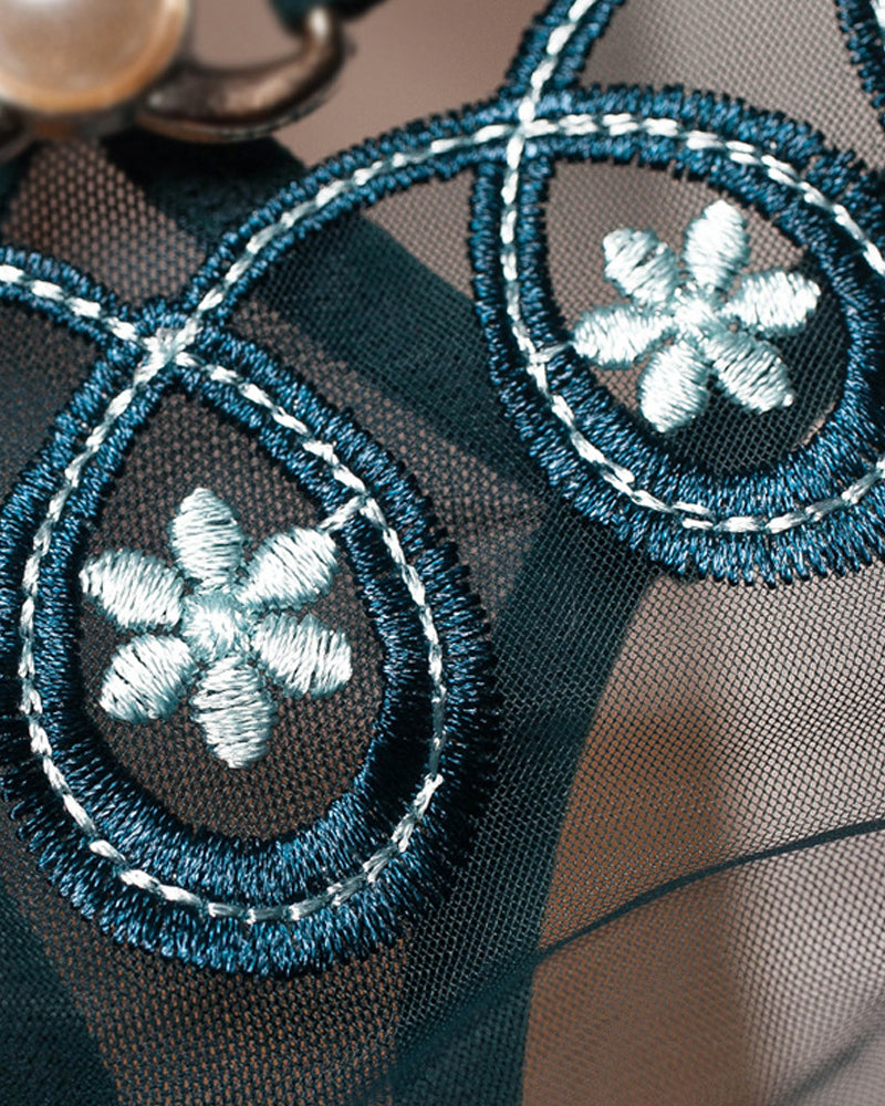 Embroidered Sexy Sheer Mesh Thong