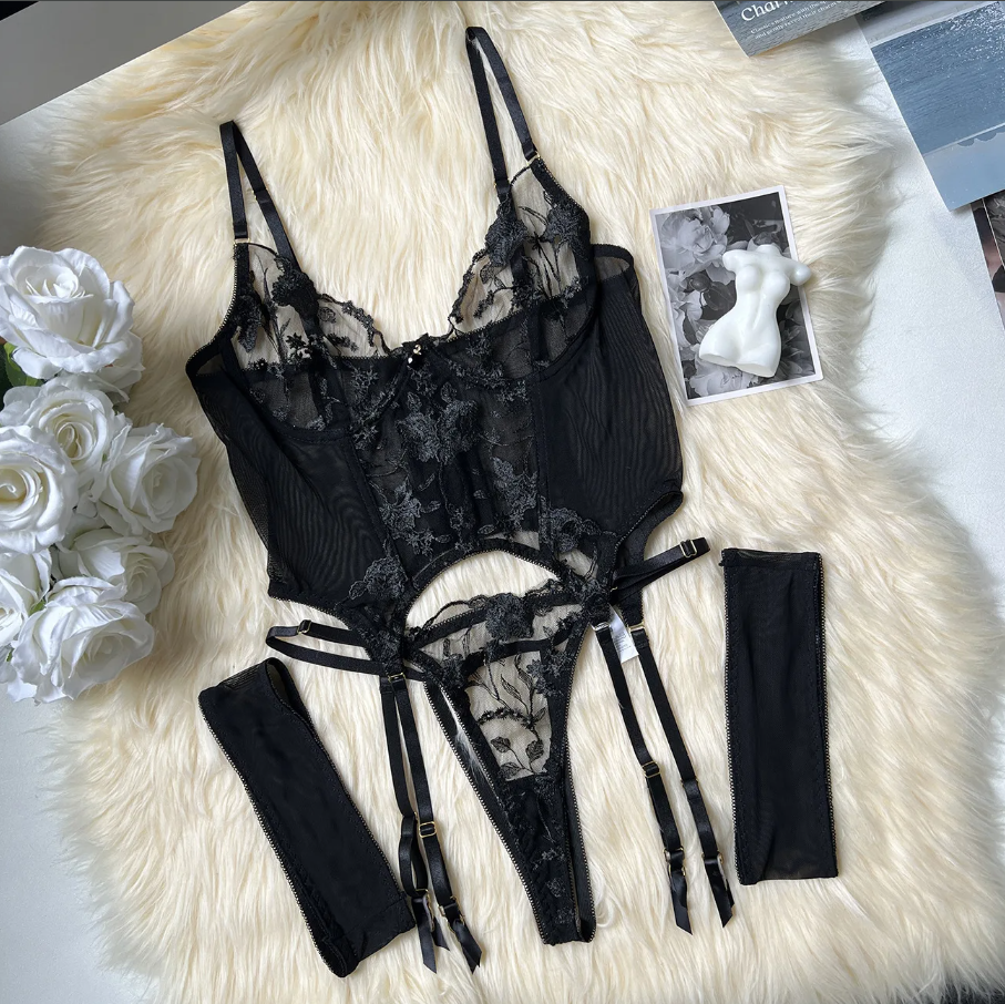 FancyStar™ Midnight Rose Allure Lingerie