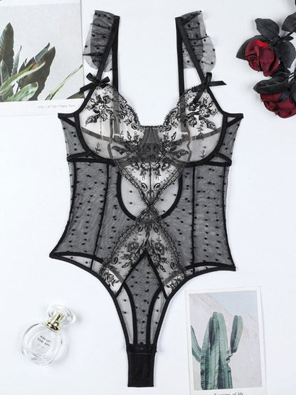 EMBRY Crotchless Bodysuit with Fishnet Stocking