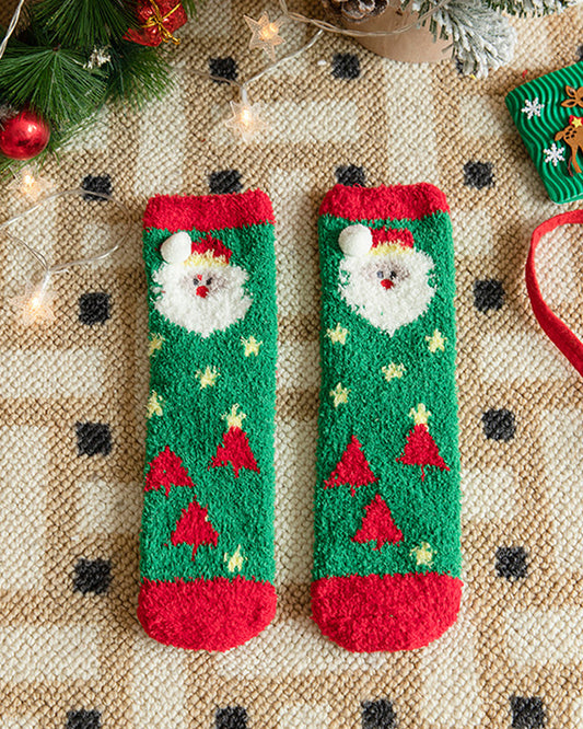 Christmas Coral Fleece Fun Print Warm Socks