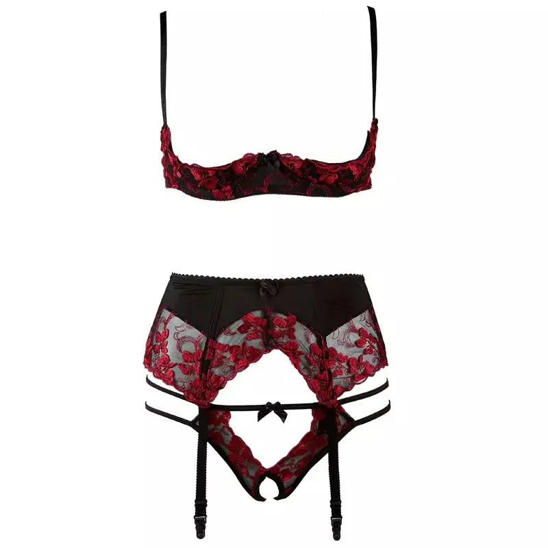 💥 SUMMER HOLIDAY 70% OFF 🔥 FancyStar™ WILLY Dark Flower Crotchless Set
