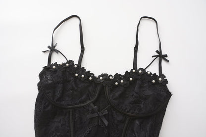 SYNIA Corset with Crotchless String Set