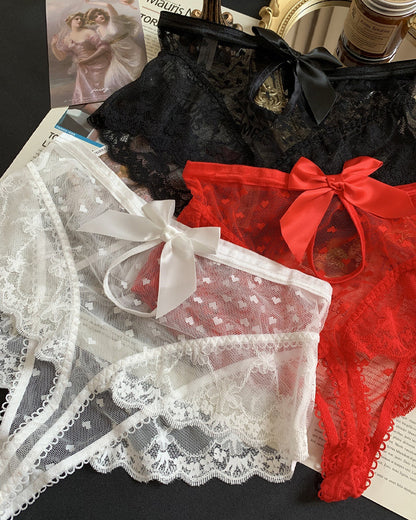 High-waisted Lace Openwork Mesh Breathable Panties