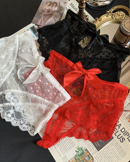High-waisted Lace Openwork Mesh Breathable Panties