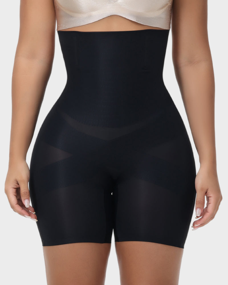 High-Waist Cross Compression Shaping Shorts