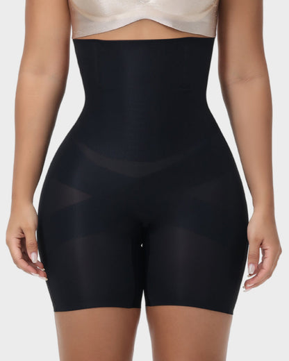 High-Waist Cross Compression Shaping Shorts