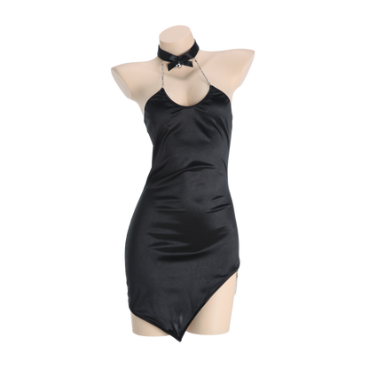 GYNSA Shimmering Satin with Chain Bodysuit