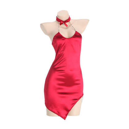 GYNSA Shimmering Satin with Chain Bodysuit