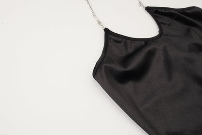 GYNSA Shimmering Satin with Chain Bodysuit