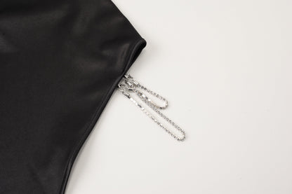 GYNSA Shimmering Satin with Chain Bodysuit