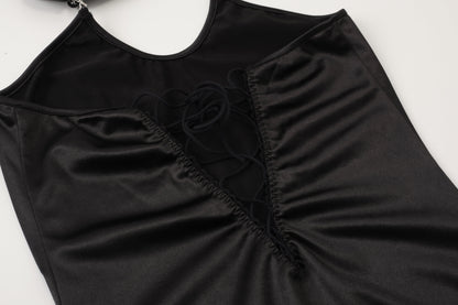 GYNSA Shimmering Satin with Chain Bodysuit