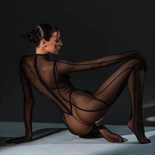 Full Body Stocking in Black FancyStar HEMSMTH331