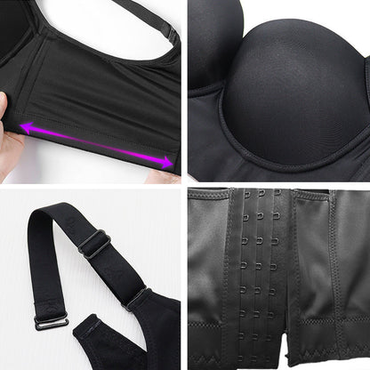 Full-Coverage Back Smoothing Bra-Brown+Beige (2 PACK）