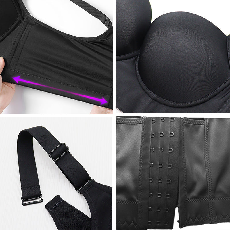 Smoothing Back Push-Up Enhancing Bra-Black