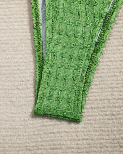 Beach Vacation Seashell Embellishments Sexy Cross-neck Halter Top Bikini Swimsuit Set