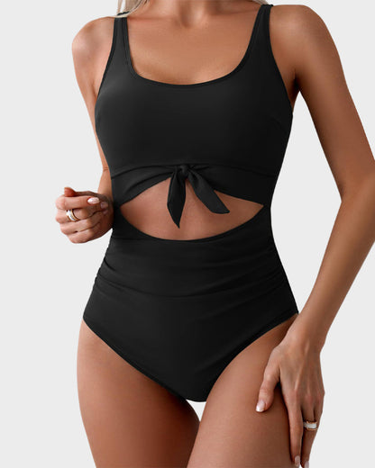 Ruched Tie-Knot Tummy Control One-Piece Swimsuit