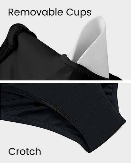 Ruffle Sleeve V-Neck Tummy Control Swimdress