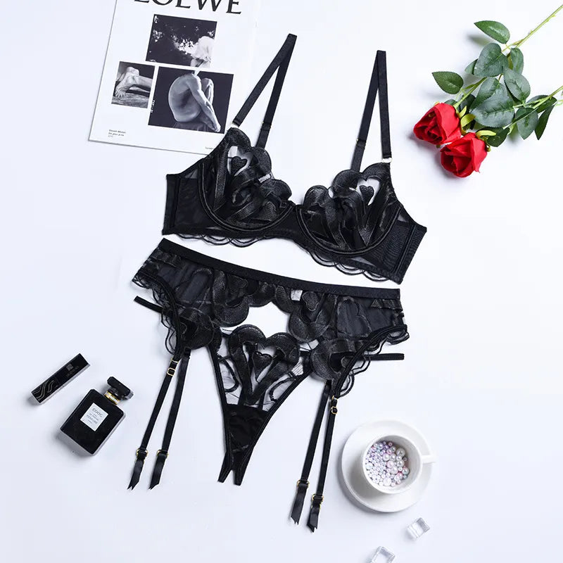 FancyStar™ Black Heart Lingerie Set