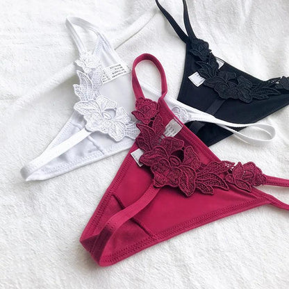 Floral Embroidered G-String: Seductive Women's T-Back Underwear