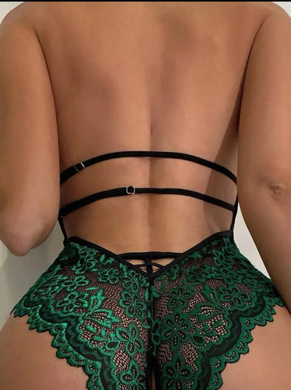Green and Blue Lace Lingerie Sexy Bodysuit