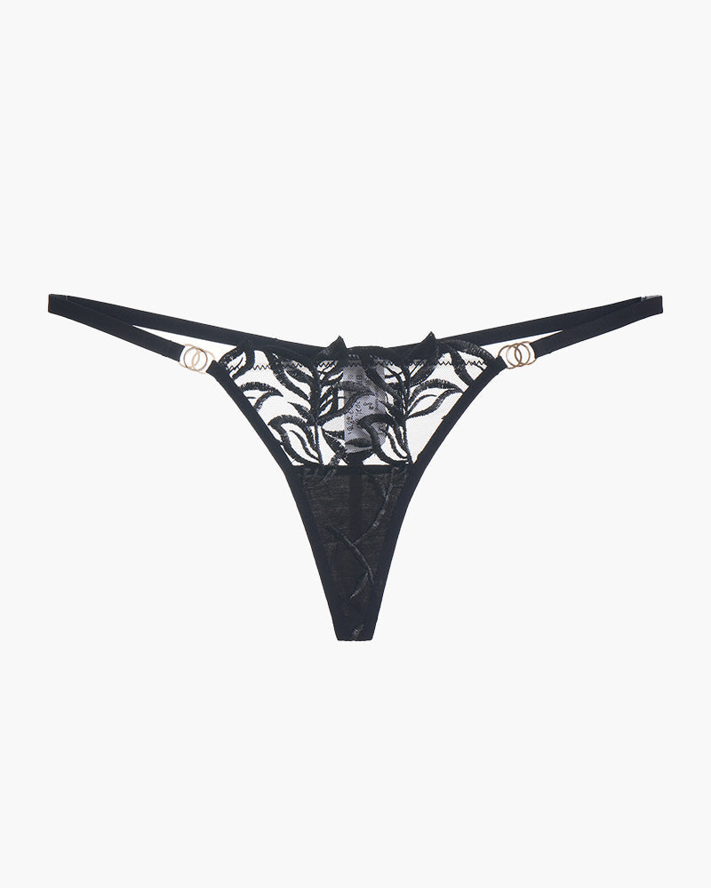 LUNETHA Embroidered Lace Thong