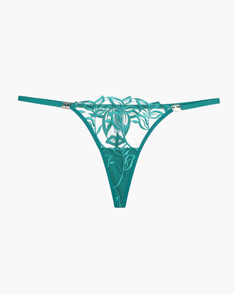 LUNETHA Embroidered Lace Thong