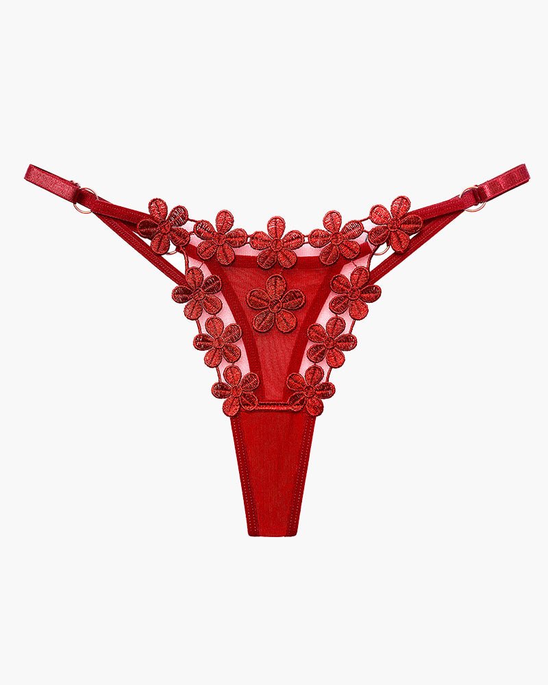 Flower Embroidery Mesh Lace Panties