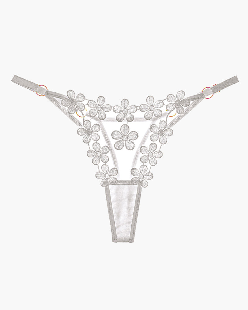 Flower Embroidery Mesh Lace Panties
