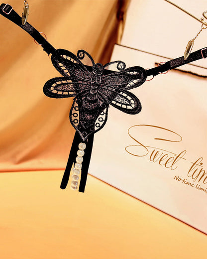 MYRELIS Perspective Pearl Crotchless Thong Panties