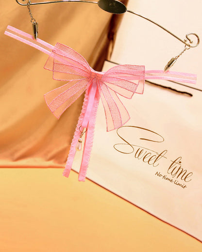 AVERLYN Bowknot Crotchless Beaded Thong