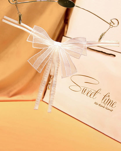 AVERLYN Bowknot Crotchless Beaded Thong