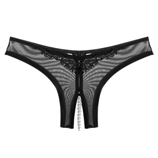 Pearl Mesh Crotchless Panty