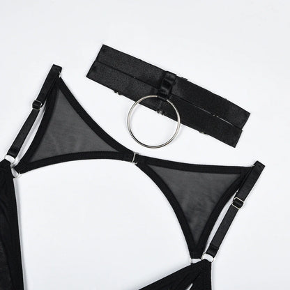Modern Noir Mesh Lingerie Set