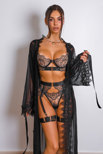 Sidonie Noir Muse Robe Set - Black-Fascinating_Nights