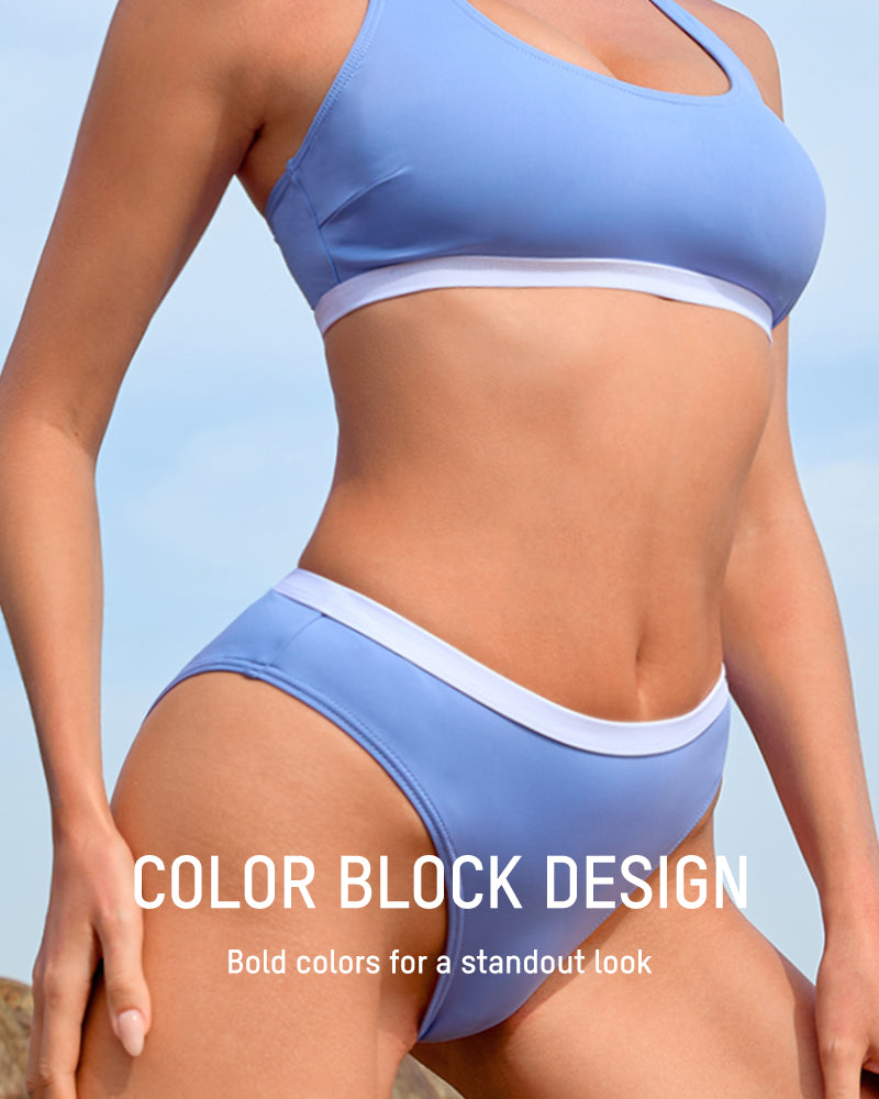 Sporty Back Bralette & Banded Hipster Bikini Set