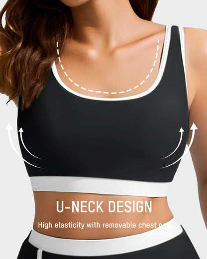 Sporty Color Block Side Slit Skirted Bikini Set