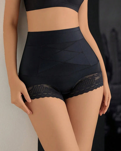Women's High-waisted Tummy-control Butt-lifting Lace-trim Shaping Panties