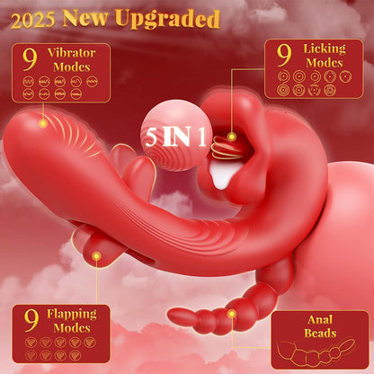 TEASRA Multi-Zone 5-in-1 Licking Flaping Sucking Vibrator